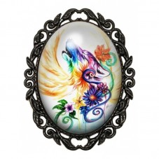 Broche Noire avec Cabochon en Verre Loup pour la Création de Bijoux Fantaisie - DIY