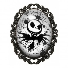 Broche Noire avec Cabochon en Verre Jack Gothique pour la Création de Bijoux Fantaisie - DIY