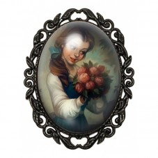 Broche Noire avec Cabochon en Verre Belle Princesse pour la Création de Bijoux Fantaisie - DIY