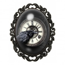 Broche Noire avec Cabochon en Verre Corbeau Horloge Gothique pour la Création de Bijoux Fantaisie - DIY