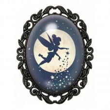 Broche Noire avec Cabochon en Verre Fée Clochette pour la Création de Bijoux Fantaisie - DIY