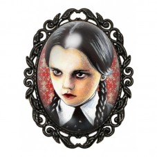 Broche Noire avec Cabochon en Verre Mercredi Gothique pour la Création de Bijoux Fantaisie - DIY