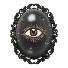 Broche Noire avec Cabochon en Verre Oeil Mystique Divination pour la Création de Bijoux Fantaisie - DIY