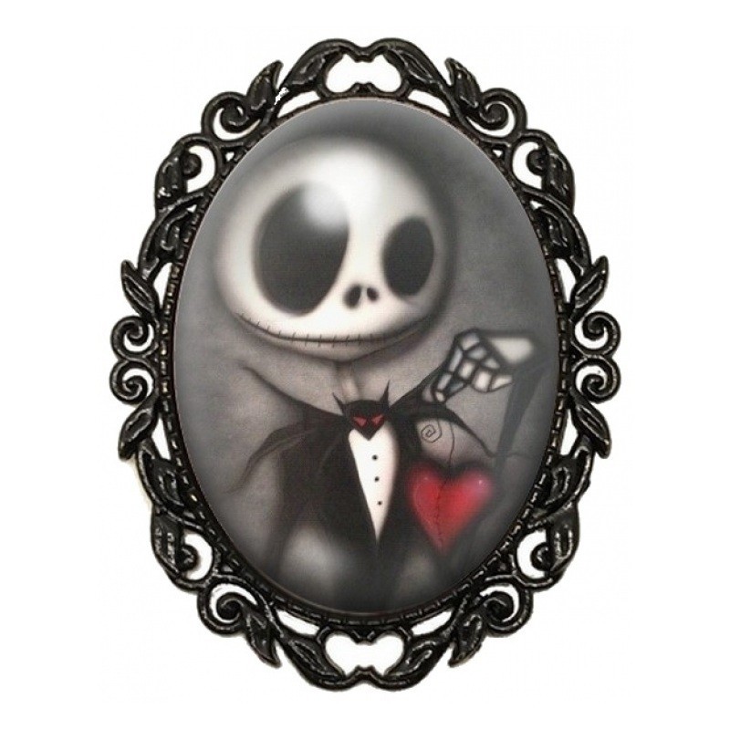 Broche Noire avec Cabochon en Verre Jack Gothique