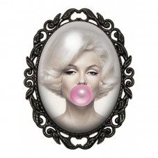 Broche Noire avec Cabochon en Verre Marilyn Monroe pour la Création de Bijoux Fantaisie - DIY