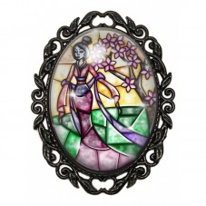 Broche Noire avec Cabochon en Verre Mulan pour la Création de Bijoux Fantaisie - DIY
