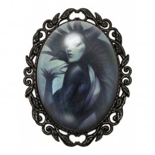 Broche Noire avec Cabochon en Verre Maléfique pour la Création de Bijoux Fantaisie - DIY