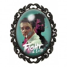 Broche Noire avec Cabochon en Verre Fight Club pour la Création de Bijoux Fantaisie - DIY