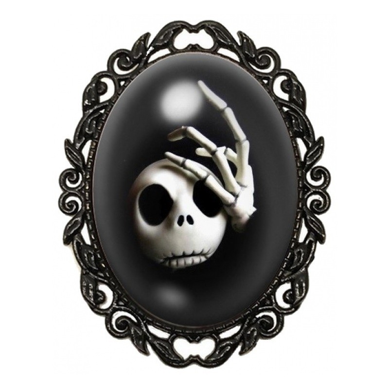 Broche Noire avec Cabochon en Verre Jack Gothique