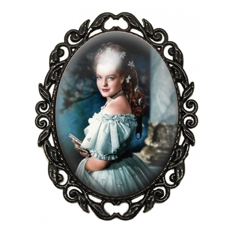 Broche Noire avec Cabochon en Verre Sissi