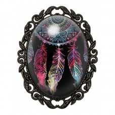 Broche Noire avec Cabochon en Verre Attrape-rêves pour la Création de Bijoux Fantaisie - DIY