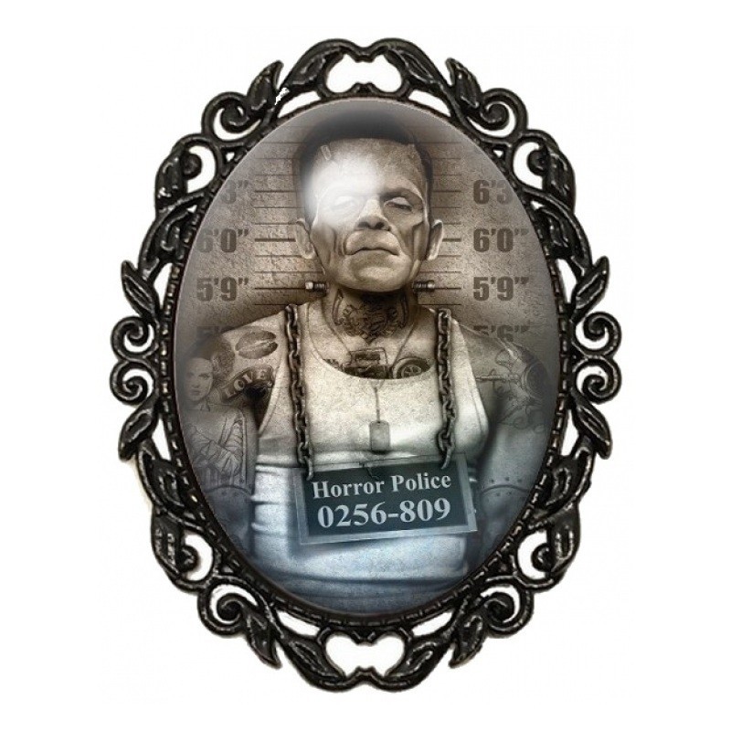 Broche Noire avec Cabochon en Verre Frankenstein Coupable