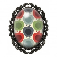 Broche Noire avec Cabochon en Verre Rétro pour la Création de Bijoux Fantaisie - DIY