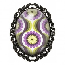 Broche Noire avec Cabochon en Verre Rétro pour la Création de Bijoux Fantaisie - DIY