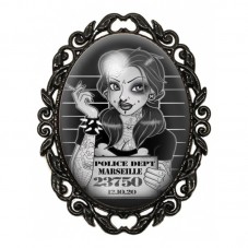 Broche Noire avec Cabochon en Verre Belle Coupable pour la Création de Bijoux Fantaisie - DIY