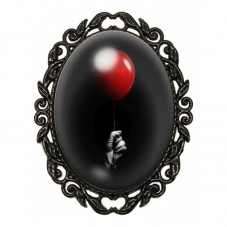 Broche Noire avec Cabochon en Verre Ballon Horreur Gothique pour la Création de Bijoux Fantaisie - DIY