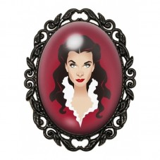 Broche Noire avec Cabochon en Verre Scarlett O'Hara Autant en Emporte le Vent pour la Création de Bijoux Fantaisie - DIY