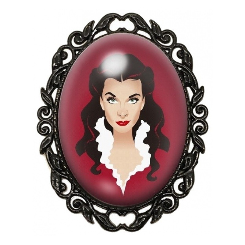 Broche Noire avec Cabochon en Verre Scarlett O'Hara Autant en Emporte le Vent