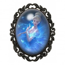 Broche Noire avec Cabochon en Verre Cendrillon Princesse pour la Création de Bijoux Fantaisie - DIY