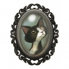 Broche Noire avec Cabochon en Verre Les Contes Macabres pour la Création de Bijoux Fantaisie - DIY