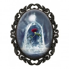 Broche Noire avec Cabochon en Verre Rose la belle et la Bête Princesse pour la Création de Bijoux Fantaisie - DIY