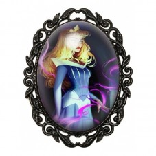 Broche Noire avec Cabochon en Verre La Belle au Bois Dormant Princesse pour la Création de Bijoux Fantaisie - DIY