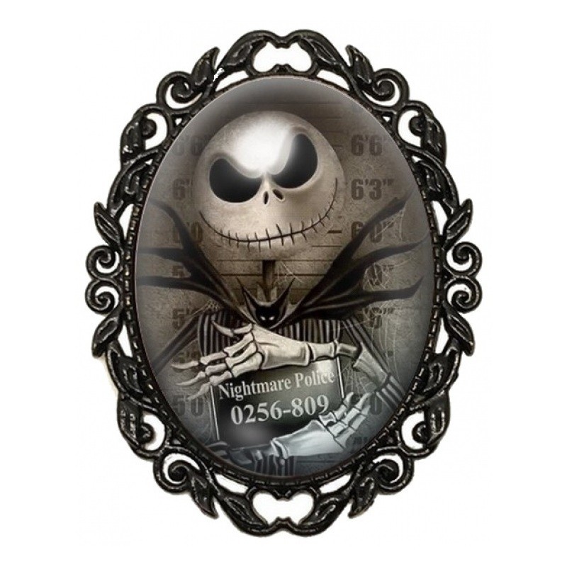 Broche Noire avec Cabochon en Verre Jack Coupable Nightmare Police