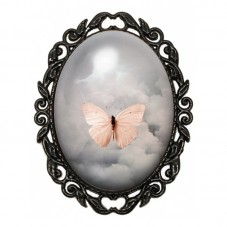 Broche Noire avec Cabochon en Verre Papillon Nuages pour la Création de Bijoux Fantaisie - DIY