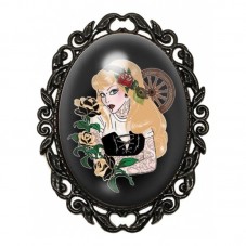 Broche Noire avec Cabochon en Verre Aurore Princesse Gothique pour la Création de Bijoux Fantaisie - DIY