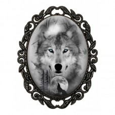 Broche Noire avec Cabochon en Verre Loup pour la Création de Bijoux Fantaisie - DIY
