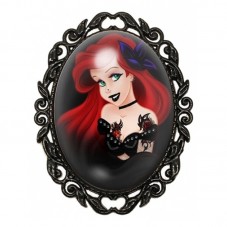 Broche Noire avec Cabochon en Verre Petite Sirène Gothique au Nœud Violet pour la Création de Bijoux Fantaisie - DIY