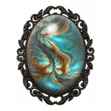 Broche Noire avec Cabochon en Verre Fantaisie pour la Création de Bijoux Fantaisie - DIY