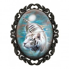 Broche Noire avec Cabochon en Verre Tigre pour la Création de Bijoux Fantaisie - DIY