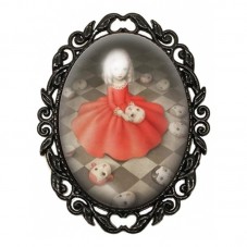 Broche Noire avec Cabochon en Verre Petite Fille Masques pour la Création de Bijoux Fantaisie - DIY