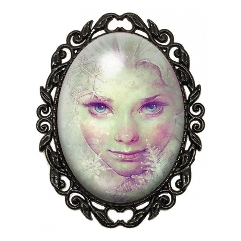 Broche Noire avec Cabochon en Verre Princesse Glacée