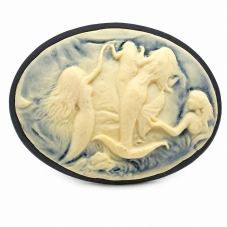 Camée Scène de Sirènes Noir et Ivoire 30x40mm pour la Création de Bijoux Fantaisie - DIY