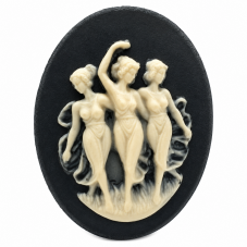 Camée Femmes Dansant Noir et Ivoire 30x40mm pour la Création de Bijoux Fantaisie - DIY