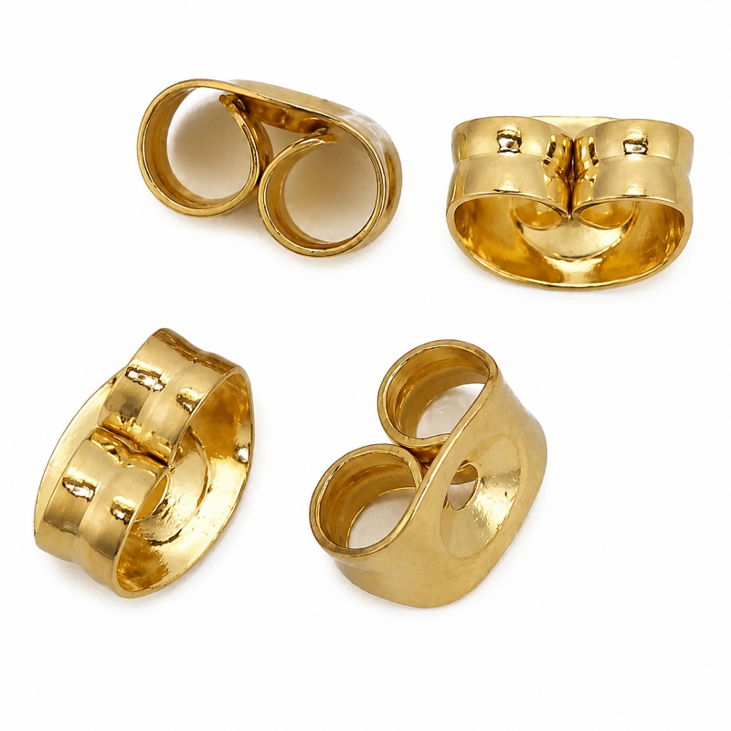 10 Stoppers Embouts en Acier Inoxydable Doré pour Boucles d'Oreilles