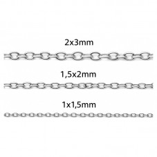 10 Mètres de Chaine à Mailles en Acier Inoxydable Argenté 2x3mm, 1.5x2mm, 1x1.5mm