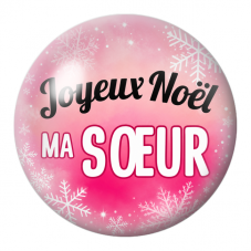 Cabochon en Verre Illustré Joyeux Noël Ma Sœur 12 à 25mm pour la Création de Bijoux Fantaisie - DIY