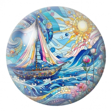 Cabochon en Verre Illustré Voilier Mosaïque aux Voiles Colorées 12 à 25mm pour la Création de Bijoux Fantaisie - DIY