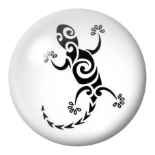 Cabochon en Verre Illustré Gecko Tribal Noir 12 à 25mm pour la Création de Bijoux Fantaisie - DIY