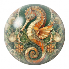 Cabochon en Verre Illustré Hippocampe Art Nouveau 12 à 25mm pour la Création de Bijoux Fantaisie - DIY