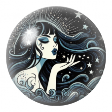 Cabochon en Verre Illustré Déesse Marine aux Étoiles 12 à 25mm pour la Création de Bijoux Fantaisie - DIY