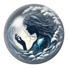 Cabochon en Verre Illustré Esprit de l’Océan dans la Vague 12 à 25mm pour la Création de Bijoux Fantaisie - DIY