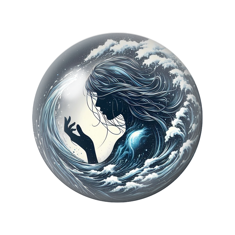 Cabochon en Verre Illustré Esprit de l’Océan dans la Vague 12 à 25mm