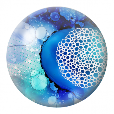 Cabochon en Verre Illustré Bulles Marines Bleues et Corail Blanc 12 à 25mm pour la Création de Bijoux Fantaisie - DIY