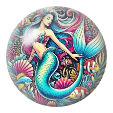 Cabochon en Verre Illustré Sirène aux Cheveux Arc-en-Ciel 12 à 25mm pour la Création de Bijoux Fantaisie - DIY