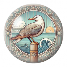 Cabochon en Verre Illustré Mouette au Bord de la Mer 12 à 25mm pour la Création de Bijoux Fantaisie - DIY