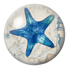 Cabochon en Verre Illustré Étoile de Mer Bleue et Phare 12 à 25mm pour la Création de Bijoux Fantaisie - DIY